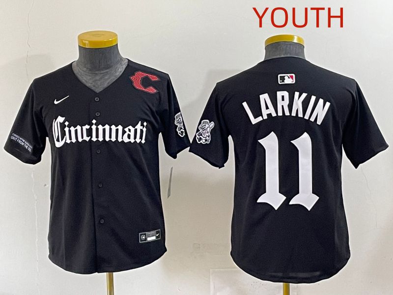 Youth 2025 Cincinnati Reds #11 Larkin Black Five generations Joint Name Nike MLB Jersey style 14->youth mlb jersey->Youth Jersey